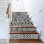 Contremarche adhésive autocollante, 3 pièces, 19, 5 x 100 cm, motifs éventails blancs sur fond noir, ... Contremarche adhésive autocollante, 3 pièces, 19, 5 x 100 cm, motifs éventails blancs sur fond noir, ...