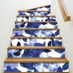 Contremarche autocollante 19, 5 x 100 cm x3, illustration fleurs bleues aquarelle - adh�sive d�corative ...