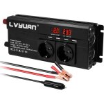 Convertisseur 12v 220v 1500w onduleur 12v 230v avec 2 prises et 4 usb affichage tension led