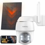 Cooau 2k camera surveillance wifi exterieure sans fil solaire ptz cam�ra ip batterie vision nocturne ...
