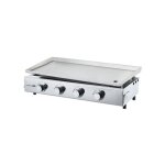 Plancha a gaz - 4 feux - brasilia - tout inox - surface cuisson - xxl - 84 x 34 cm