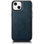 Coque recouverte de cuir naturel pour iphone 14 leather oil wax, bleu marine