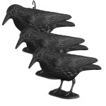 Relaxdays - corbeau de jardin anti - pigeon, lot de 3, dcoration pouvantail oiseaux pigeon alarmistes ...