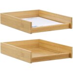 Corbeille � courrier bois, lot de 2, papier format a4, bureau, range - documents & lettres, aspect bambou, ...