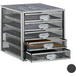 Corbeille � courrier porte - documents organiseur porte - revues 5 tiroirs compartiments format a4, argent ...