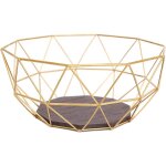 Kontarboor - corbeille  fruits, panier  fruits design metal or / dor et bois gris 26 x 26 x 12 cm
