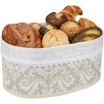 Corbeille à pain en bambou, insert tissu, motif floral, croissants, panier ovale, petit - déjeuner, gris ... Corbeille à pain en bambou, insert tissu, motif floral, croissants, panier ovale, petit - déjeuner, gris ...