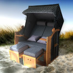 Corbeille de plage mer baltique bois deluxe 165x120x90cm fauteuil - cabine - �l�gant, confortable - mat�riaux ...