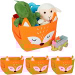 Corbeille de rangement, lot de 4, renard, caisse tissu pour enfant, hxlxp : 24x27x18 cm, coffre jouets, ...