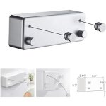 T - corde à linge rétractable pour intérieur et extérieur, 2 fils à linge de 13. 8feet en acier inoxydable, ... T - corde à linge rétractable pour intérieur et extérieur, 2 fils à linge de 13. 8feet en acier inoxydable, ...