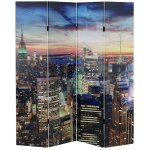 Paravent sparateur de pice 4 pans 28 led 180x160cm motif new york par04020