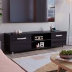 Cosmo meuble tv moderne haut brillant 2 portes meuble h 38 x l 140 x p 40 cm, noir Cosmo meuble tv moderne haut brillant 2 portes meuble h 38 x l 140 x p 40 cm, noir