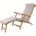 Axi - costa bain de soleil en bois teck avec coussin transat jardin ajustable en 4 positions chaise longue ...