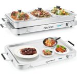 Costway - 2 en 1 chauffe - plats lectrique 450 w, en acier inoxydable, 3 rcipients 3 x 3l, chafing ...