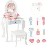 Costway - 2 en 1 coiffeuse enfants avec tabouret & miroir ovale amovible, table de maquillage en motif ...