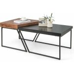 Costway - lot de 2 tables basses gigognes avec cadre m�tal, table d'appoint empilable avec patins rotatifs ...