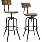 Costway - lot de 2 tabourets de bar industriels / chaises de bar - pivotant sur 360� / hauteur r�glable ...