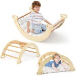 Costway - 3 en 1 arche d'escalade en bois enfants avec coussin moelleux, arche � bascule pour grimper ...