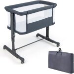Costway - 3 en 1 lit cododo bb avec matelas & 5 hauteur rglable, lit bb evolutif avec inclinaison ...