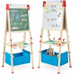 Costway - 3 en 1 tableau enfant double face en bois avec rouleau de papier & 60 accessoires, chevalet ...