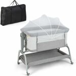 Costway 4 en 1 lit cododo bb avec matelas doux & filet, berceau bb evolutif avec 6 hauteurs rglables, ...