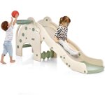 Costway 4 en 1 toboggan enfant en forme �l�phant avec panier de basketball, toboggan ext�rieur int�rieur ...