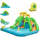 Costway 5 en 1 ch�teau gonflable enfants avec toboggan double, parc aquatique gonflable avec mur d'escalade, ...