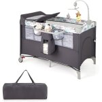 Costway - 5 en 1 lit parapluie bb avec matelas et table  langer amovible, lit bb volutif avec bote ...