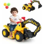 Costway 6v tractopelle enfants �lectrique avec pelle & panier de basket pliable, pelleteuse enfants �lectrique ...