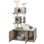 Costway arbre  chat 2 en 1 avec toilettes caches, centre d?activits pour chatons avec 2 condos et ...