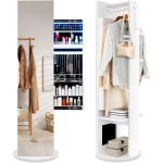 Armoire � bijoux pivotante � 360�, miroir autoportant pleine longueur avec rangement pour bijoux, �tag�res, ...