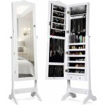 Costway armoire � bijoux sur pied avec 14 lampes led, verrouillable, r�glable � 4 angles avec 2 tiroirs ...