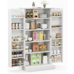 Costway ? buffet cuisine blanc 60x40x120 cm ? 2 portes avec 16 �tag�res ? dispositif anti - basculement ...