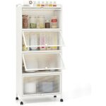 Armoire cuisine 5 niveaux, �tag�re cuisine 4 portes pc escamotables avec 4 roulettes, �tag�re micro - ...