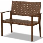Costway - banc de jardin en bois d'hva massif, banquette d'extrieur en cuir pu  2 places, chaise ...