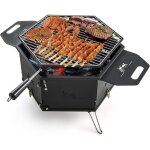 Costway - barbecue de charbon de bois et chemine 2 en 1 avec grille rotative  360, grand barbecue ...