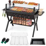 Costway - barbecue à charbon de bois extérieur, gril au charbon de bois en acier inoxydable avec pare ... Costway - barbecue à charbon de bois extérieur, gril au charbon de bois en acier inoxydable avec pare ...