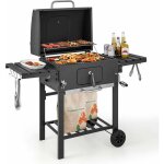 Costway barbecue � charbon de bois ext�rieur, gril au charbon de bois portable avec 2 tables d'appoint ...