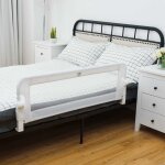 Costway - barrière de lit pliable pour bébé / enfant barre de lit rabattable avec mousse souple, trous ... Costway - barrière de lit pliable pour bébé / enfant barre de lit rabattable avec mousse souple, trous ...