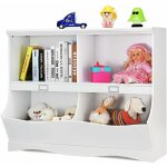 Costway - biblioth�que enfants avec 4 compartiments, meuble de rangement jouets & livres avec base en ...