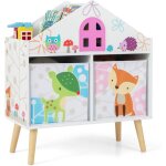 Costway - bibliothèque enfants en forme maison avec 2 bacs & 4 emplacements, Étagère de rangement en ... Costway - bibliothèque enfants en forme maison avec 2 bacs & 4 emplacements, Étagère de rangement en ...