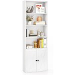 Costway - biblioth�que �tag�re 180 cm, colonne de rangement 6 �tag�res, armoire d'affichage � 2 portes ...