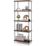 Costway - biblioth�que �tag�re � 5 niveaux, biblioth�que cadre en m�tal, �tag�re de rangement style industriel ...