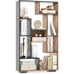 Costway - bibliothque tagre  9 compartiments ouvertes, meuble de rangement avec kits anti - basculement, ...