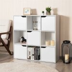 Costway - bibliothque de rangement, etagre de rangement, cube de rangement 5 avec portes, idal pour ...