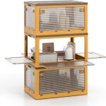 Bo�te rangement plastique 292l, 3 caisses de rangement pliables avec petite roulettes, 5 c�t�s rabattables, ...