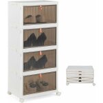 Costway - boîte rangement plastique 60l, 4 caisses de rangement pliables avec 4 roulettes et couvercles, ... Costway - boîte rangement plastique 60l, 4 caisses de rangement pliables avec 4 roulettes et couvercles, ...