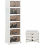 Costway - bo�te rangement plastique 90l, 6 caisses de rangement pliables avec 4 roulettes et couvercles, ...