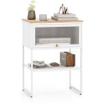Costway - bout de canapé avec porte rabattable transparente, table de chevet industriel, table d'appoint ... Costway - bout de canapé avec porte rabattable transparente, table de chevet industriel, table d'appoint ...
