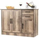 Costway - buffet 3 portes 2 tiroirs avec �tag�re r�glable, buffet salle � manger 110 x 40 x 78 cm, fermenture ...